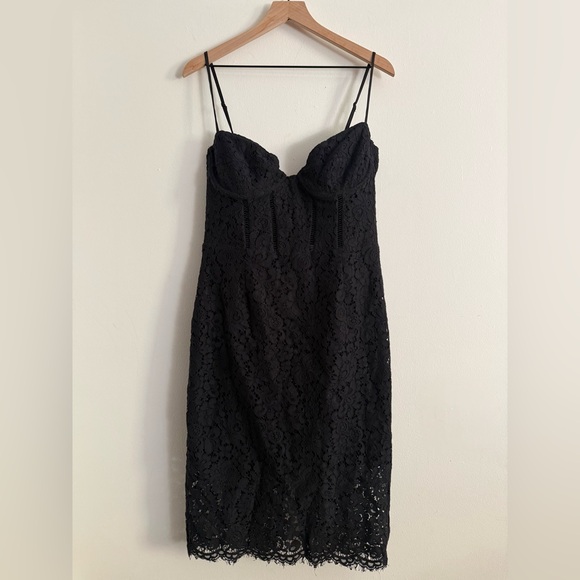 NWT Bardot Women’s Brielle Black Strapless Overlay Sweetheart Lace Dress XL - Picture 3 of 9